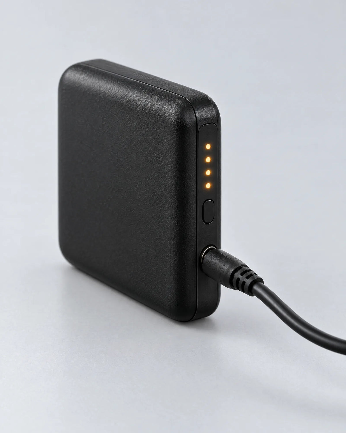 Close-up of the spare power bank ports and charge level lights